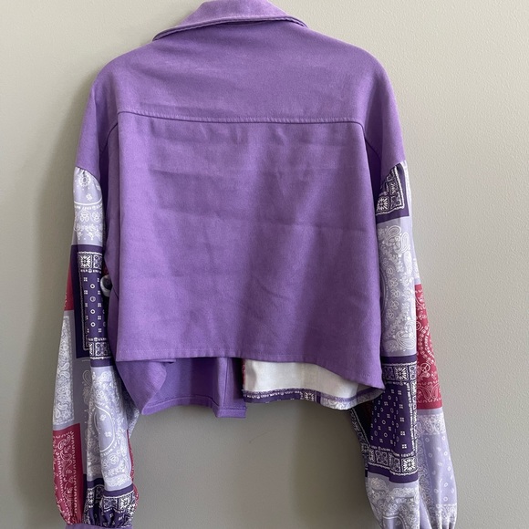 🆕 SHEIN Purple Bandana Print Cropped Jacket - Picture 6 of 6